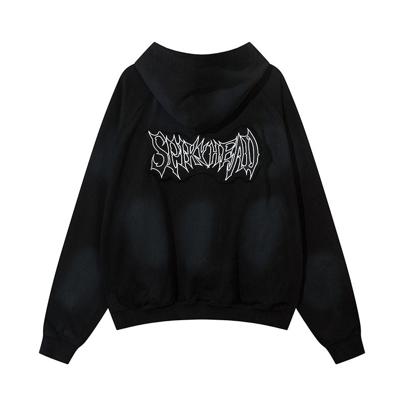 Unisex Vintage Hoodie Embroidered Cardigan Hooded Sweater