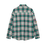 Men Long Sleeved T Shirt Plaid Long Sleeve Shirt Men's Spring and Autumn Loose Shirt Letter Embroidery Casual