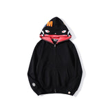 Bathing Ape Jacket Autumn and Winter Solid Color Blue Pink Double Hood Sweater Men and Women Zipper Fleece Padded Coat