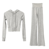 Women Long Sleeve Shirt Sports Style Cropped Hoodie Casual Pants Autumn