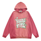 Men Hoodie Tie-Dye Gradient Hooded Sweater Inkjet Letter Printing Loose