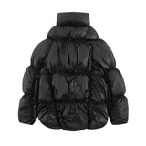 Men Cotton Padded Jacket Pure Color Thickened Bread Coat Men's Winter Warm Cotton-Padded Coat