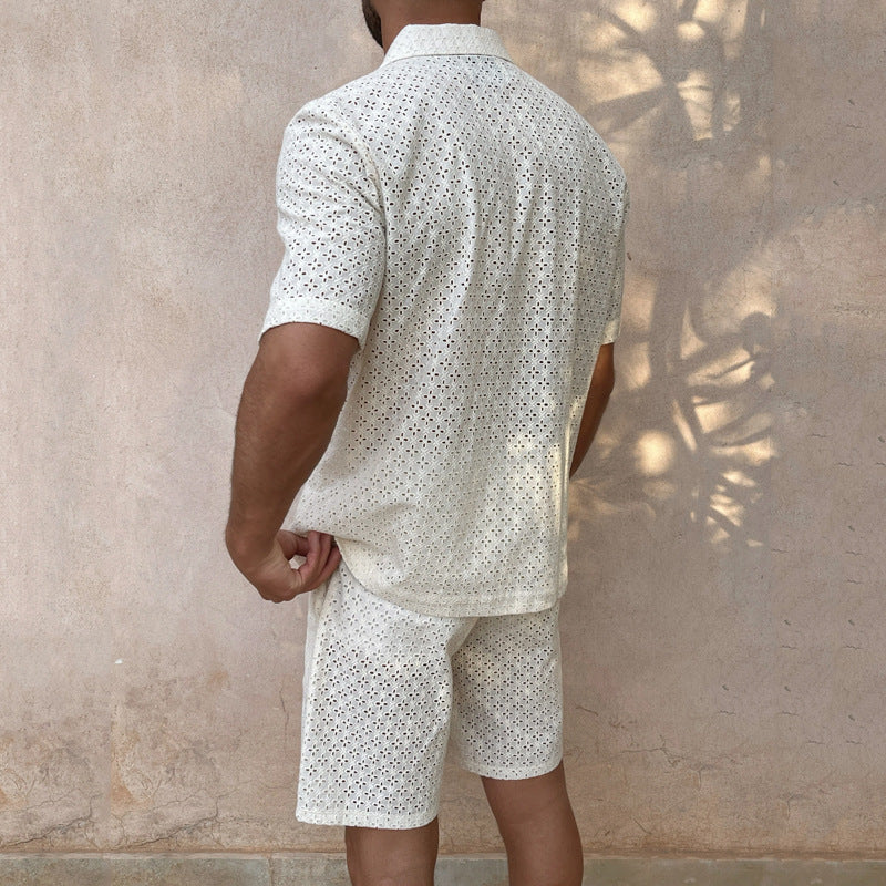 Men Co-Ords Summer Casual Short Sleeve Shirt Shorts Men's Suit
