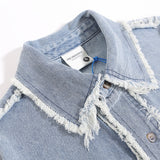 Men Long Sleeved T Shirt Letter Wash Denim Shirt Coat Spring and Autumn Men's Long Sleeve Shirt Jacket