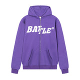 Men Fleece Lined Hoodie High Street Letters Printed Hoodie Men's Loose Hooded