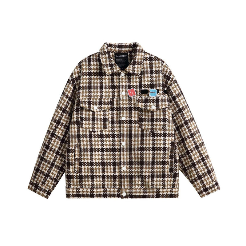 Unisex Jacket Autumn New Plaid Contrast Color Casual Jacket