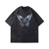 Men T Shirt Printed Washed Distressed Couple Short Sleeve T-shirt