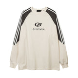 Men Long Sleeve Shirt Distressed Gradient Long Sleeve T-shirt Men and Women Hiphop Street Retro Base