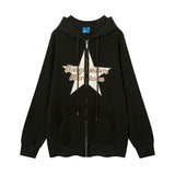 Men Hoodie Winter Hooded Jacket Men's Vibe Paste Cloth Embroidery Five-Pointed Star