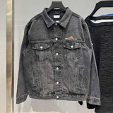 Graffiti Bomber Jacket Graffiti Cola Embroidery Denim