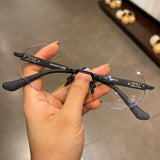 CHH Chrome Hearts Glasses Frame Frameless Round Perforated Myopia Glasses Frame Vintage