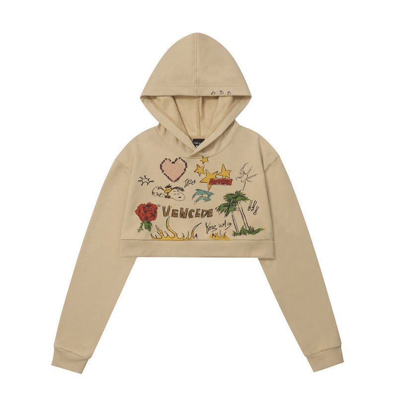 Women Hoodie Cropped Hoodie Girls Autumn Leisure