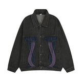 Men Denim Jacket Design Color Block Denim Jacket Men's Spring and Autumn Loose Wash Denim Jacket
