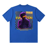 Men T Shirt Retro Fashion Brand Short Sleeve T-shirt Men and Women Loose Pure Cotton Couple