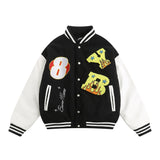 Men Cotton Mixed Jacket Coat Embroidered Letters Thick Baseball Uniform Coat Men's Clothing Winter Color Matching
