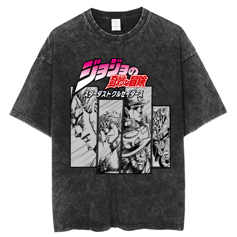 JoJo Bizarre Adventure Washed T-Shirt Men Hip Hop