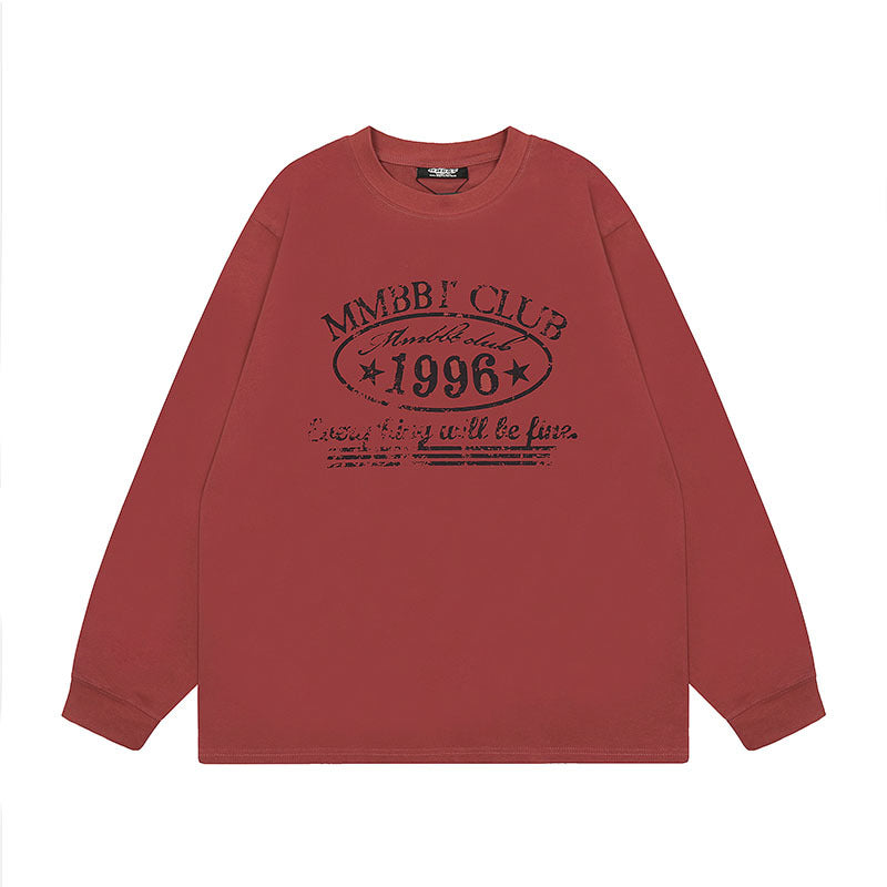 Men Long Sleeve Shirt Long Sleeve Bottoming T-shirt Men's and Women's American Retro Long Sleeve T-shirt