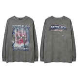 Men Long Sleeve Shirt Contrast Color Raglan Couple Long Sleeve Bottoming T-shirt Retro Men and Women