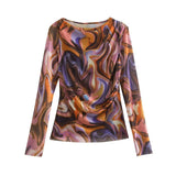 Women Skirt Autumn Printed Long Sleeve T-shirt Skirt Suit