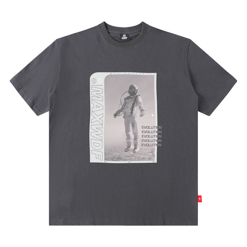 Men T Shirt Men's Hip Hop Loose Short Sleeve T-shirt Astronaut