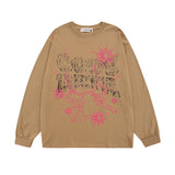 Men Long Sleeve Shirt Graffiti Letter Printed Long Sleeve T-shirt Men and Women Casual All-Matching