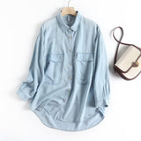 Women T-shirt Autumn Leisure Denim Shirt Top