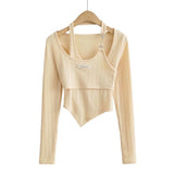 Women T-shirt Spring Summer Women's Wear Stitching Long Sleeve T-shirt Female