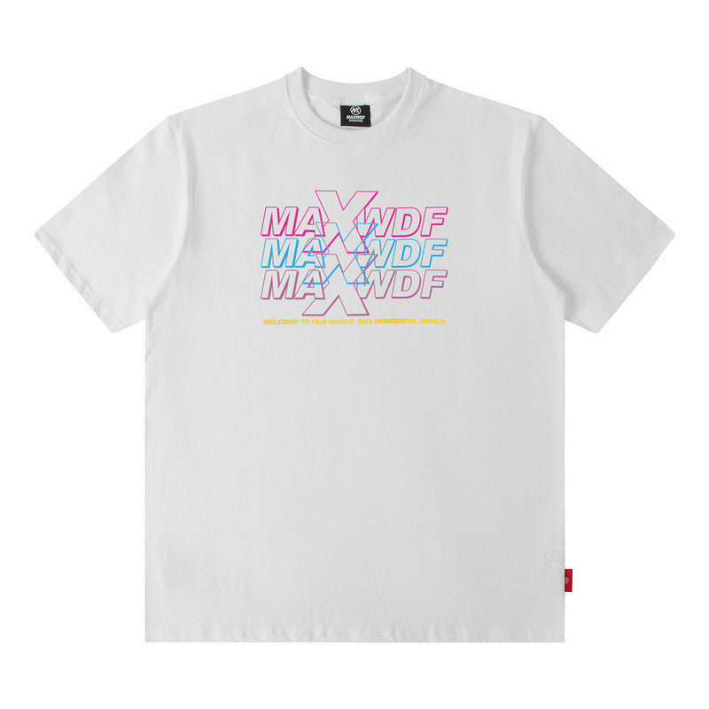 Men T Shirt Fashion Brand Letter Print Short-Sleeve T-shirt Men and Women Loose