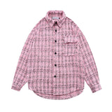 Men Long Sleeved T Shirt Plaid Shirt Long Sleeve Men's Ins Loose Street Lapel Shirt Autumn Coat