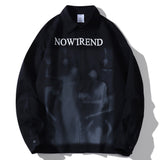Men's Long Sleeved T Shirt Printed Long Sleeve Shirt Men's Ins Loose Pattern Lapel Shirt Outer Wear
