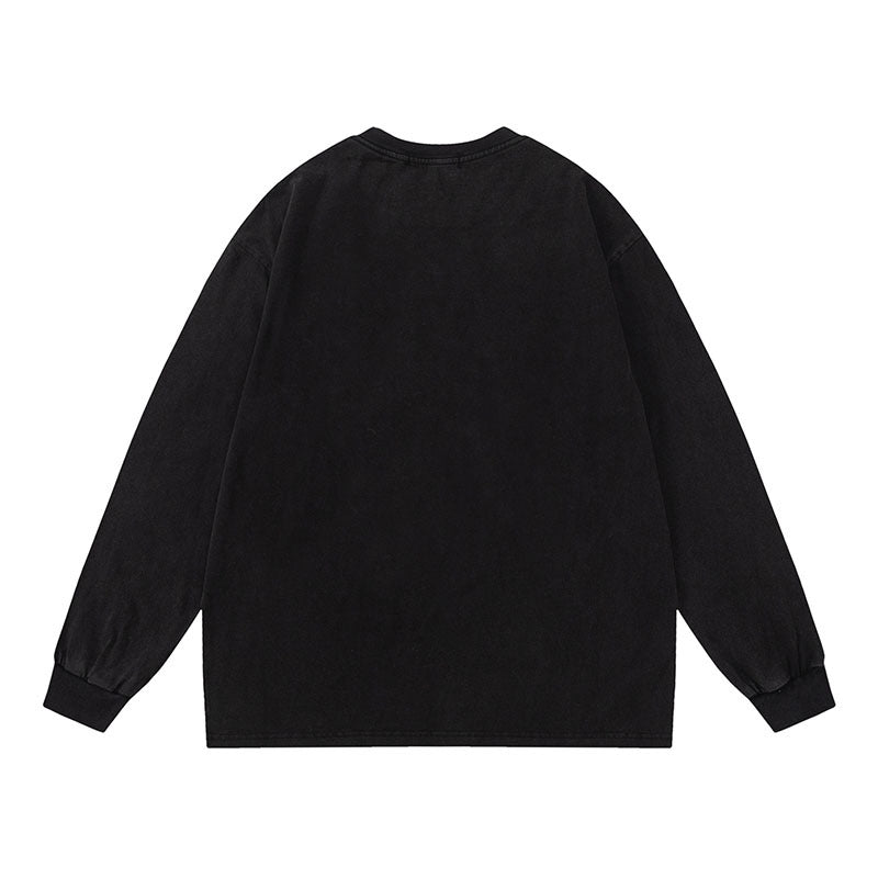 Men Long Sleeve Shirt Distressed Long Sleeve T-shirt Men's and Women's Hip Hop Retro Loose round Neck Sweater