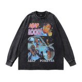 Men Long Sleeve Shirt Vintage Long Sleeve T-shirt Men and Women All-Matching Casual