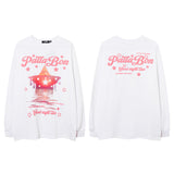 Men Long Sleeve Shirt Puff Print Couple Long Sleeve T-shirt Loose Men and Women