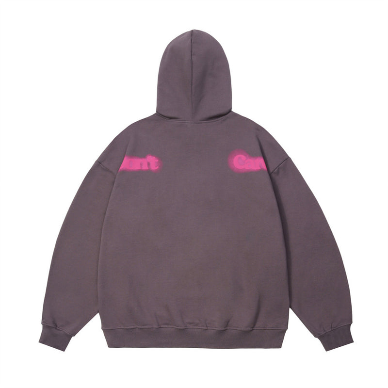 Men Hoodie Autumn and Winter Hooded Cardigan Sweater Men's Letters Puff Print Loose Zip Coat