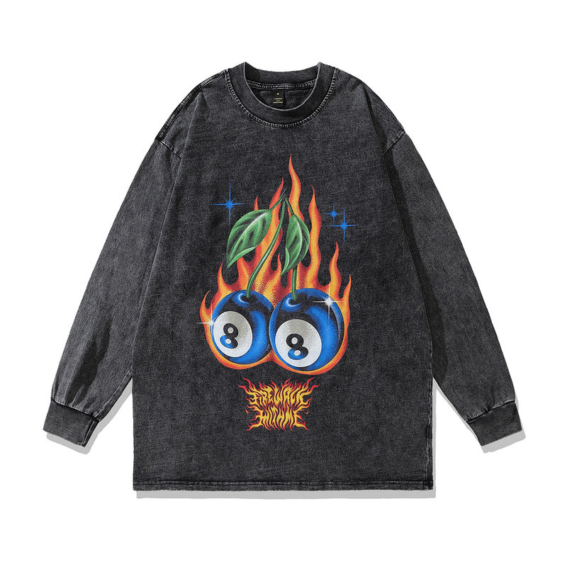 Men Long Sleeve Shirt American Printed round Neck Long Sleeve Sweater for Men and Women Couple Autumn and Winter