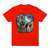 3 Racoon Moon Howling Raccoon Head T Shirt Funny Graphic