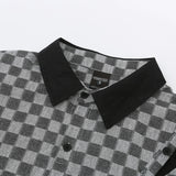 Men Long Sleeved T Shirt Contrast Color Long Sleeves Shirt Spring and Autumn High Street Loose Turn Button Shirt