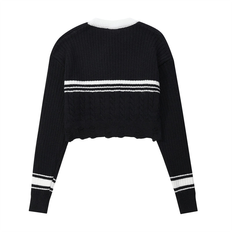 Women Sweater Short Knitwear for Girls Spring and Autumn round Neck