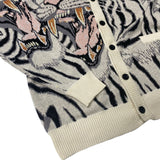 Kapital Sweater Vintage Jacquard Tiger Totem Knitted V-neck Japanese Sweaters Cardigan Jacket