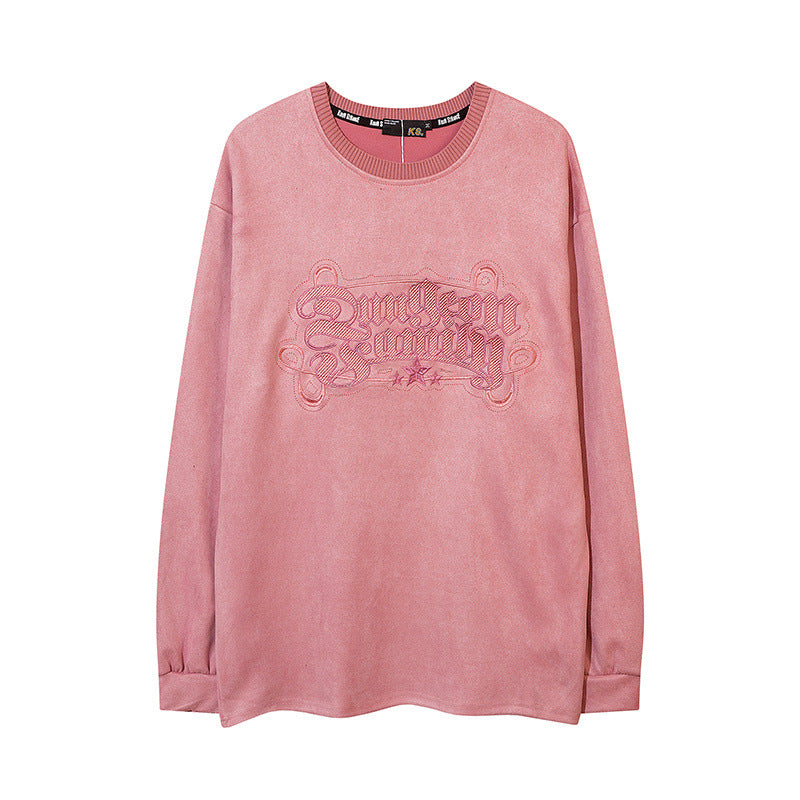 Men Long Sleeve Shirt Embroidered High Street Long Sleeve T-shirt Men and Women Loose Fashion Autumn Winter Coat