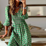 Jungle Print Maxi Dress Fold Floral Printing Dress