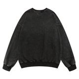 Men Hoodie Washed Distressed Printed Sweater Men's round Neck Loose Crew Neck Top Spring and Autumn