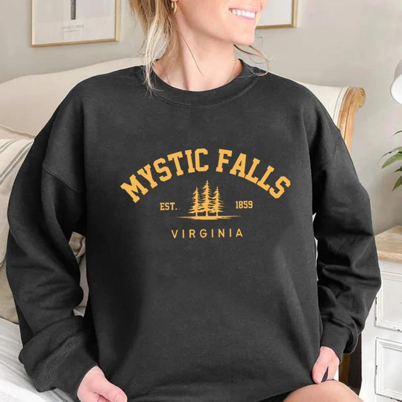 2024Mystic Falls Virginia Sweatshirt Plus Size O-neck T-shirt