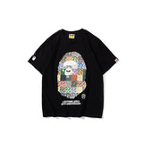 Bathing Ape T Shirt Casual round Neck Short Sleeves Printed Camouflage Color Block T-shirt