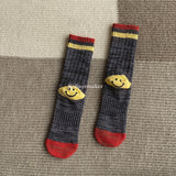 Kapital Sock Hitian Hehong Thick Thread Smiley Face Socks Autumn and Winter Celebrity Thick Knitted Socks Mid-Calf Knitted Wool