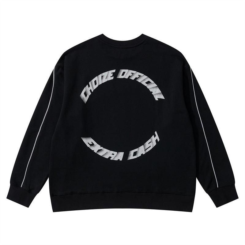 Men Hoodie Dark Letters Printed Crew Neck Sweatshirt