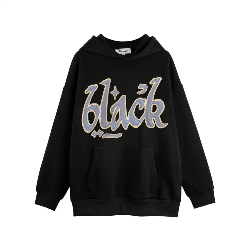 Men Hoodie Hooded Pullover Men's Loose Patch Embroidered Letter Hoodie Oversize
