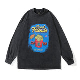 Men Long Sleeve Shirt Worn Looking Washed-out Tee Autumn Long Sleeve T-shirt Men's Fashion Brand Couple