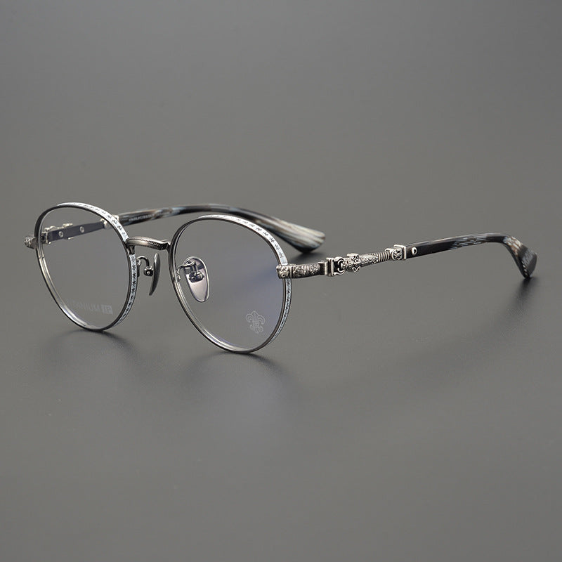 CHH Chrome Hearts Glasses cross engraved vintage round frame glasses pure titanium frame