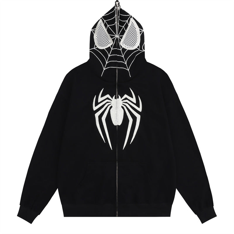Men Hoodie Spider-Man Pull Head Masked Sweater Men's Autumn and Winter American Zipper Cardigan Outerwear